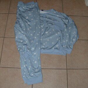 Blue Star Print Sz XXL Jogger Pants & Shirt 2 Pc Lounge Pajama Set SPLENDID